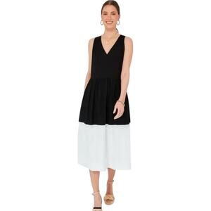 Tuckernuck POMANDER PLACE Black White Colorblock Sleeveless Midi Dress Size L